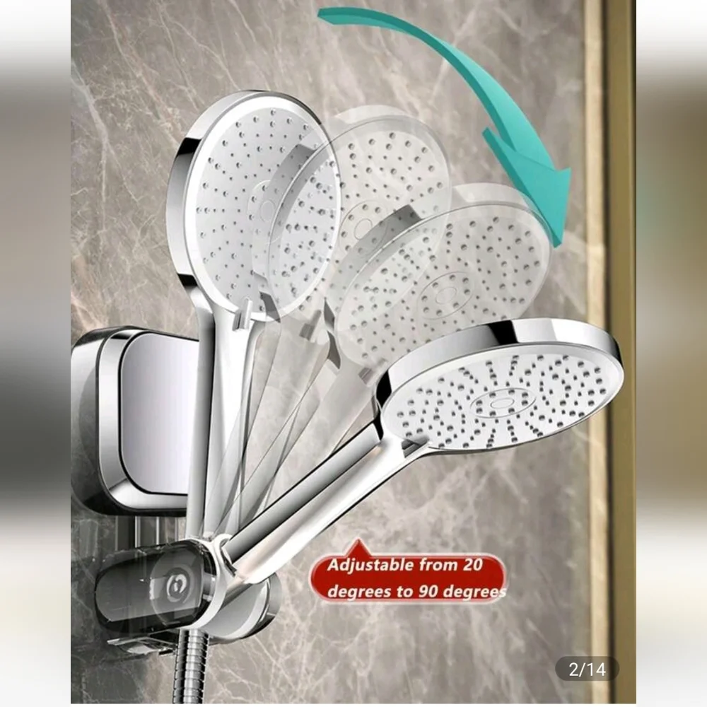 3/$15 - 1 Suction Cup Showerhead Holder, Transparent & Silver